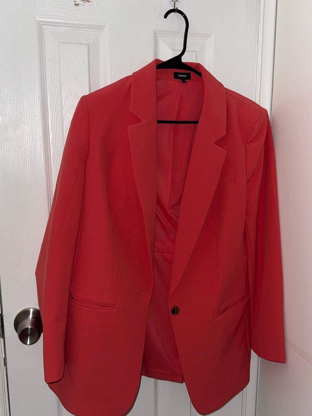 Express Women's Coral Red Single-Button Blazer